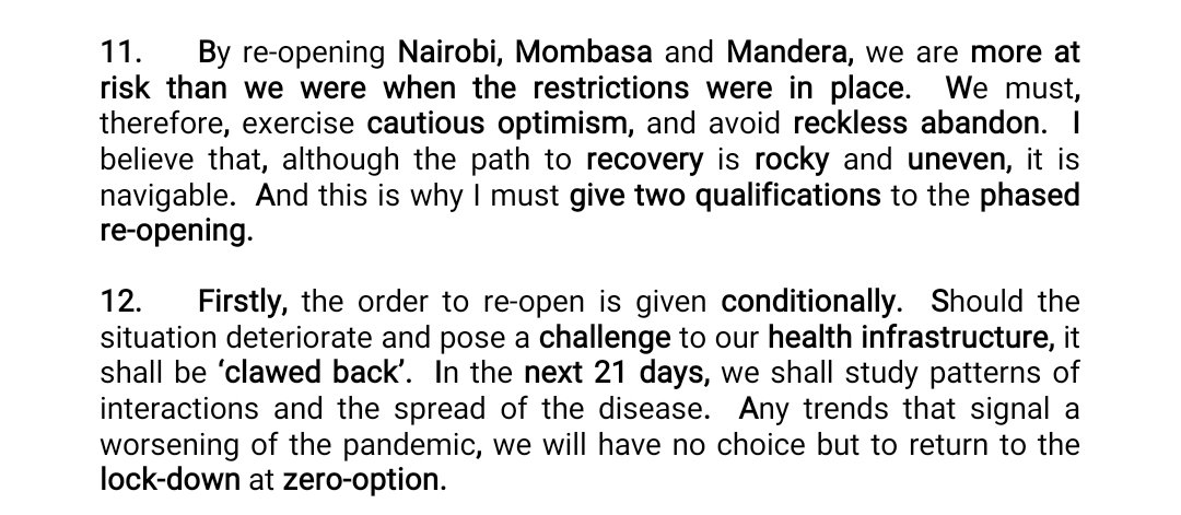 OliverMathenge's tweet photo. The most indicative statement that if Kenyans don't behave, a total lockdown is on the cards in three weeks. https://t.co/BrYQtbvAok