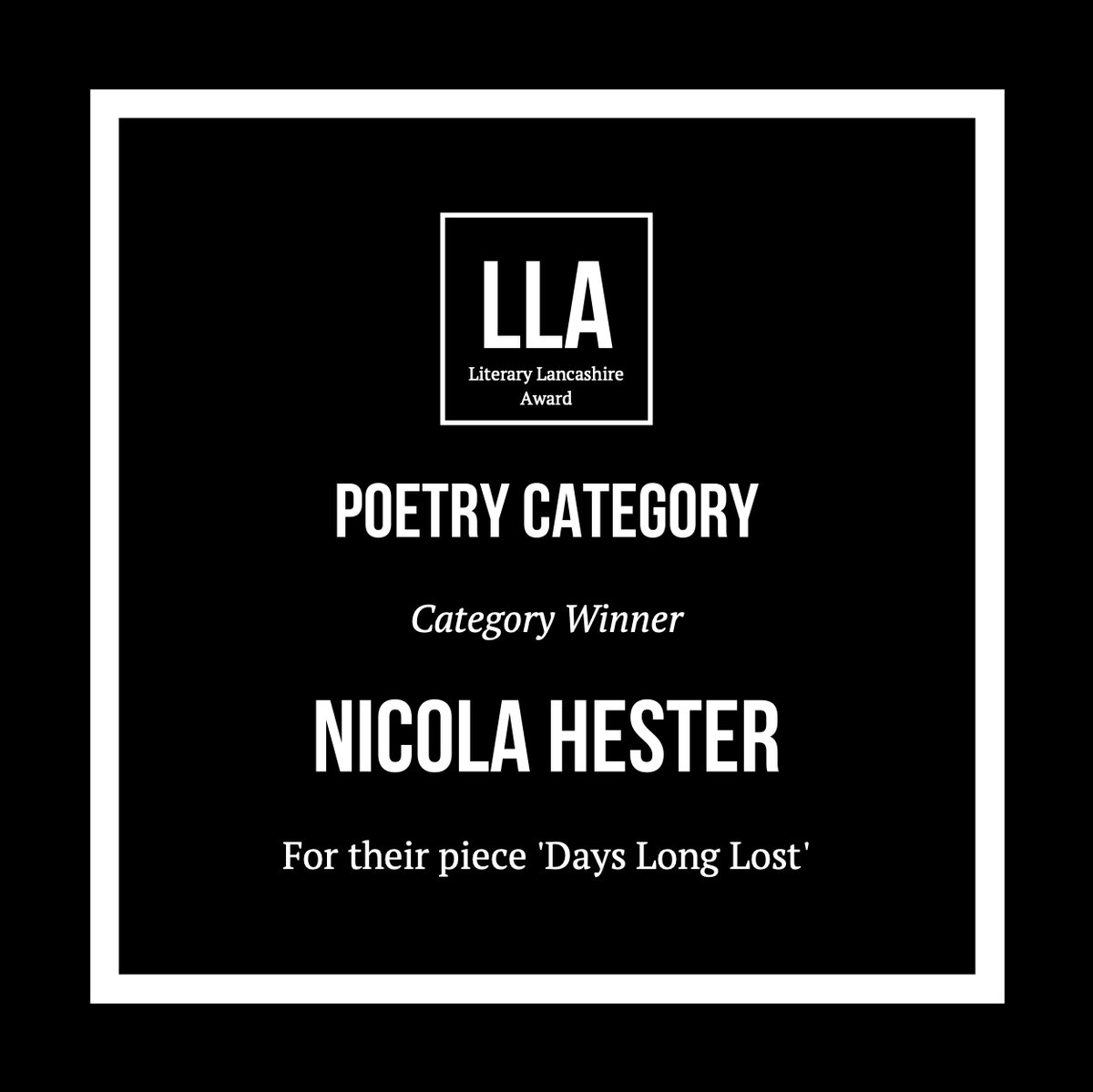 Litlancsaward's tweet photo. Moving on to the poetry category ✍️ We are excited to reveal the winner, runners up, and shortlisted entries! Beautiful pieces all around 🎉
A huge THANK YOU to everyone who participated & supported our team during this challenging year!
#LLA2020 #writeyourfuture #LLA https://t.co/LKagWCmsX4