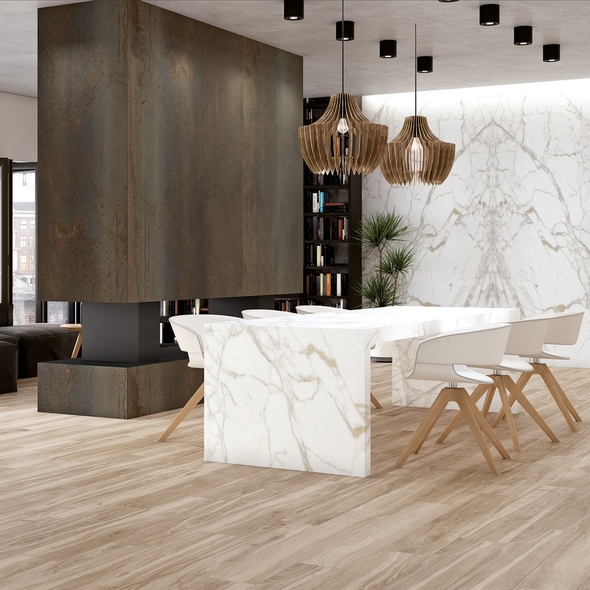 CRLstone's tweet photo. The island unit is a focal point in this broken-plan living area, dividing the area in two. The marble-effect Ceralsio Cararra Vagli worktop is combined with metallic finishes creating an industrial inspired space.
#openplan #brokenplan #kitchenisland #industrialkitchen https://t.co/nMbJ6mBA5O