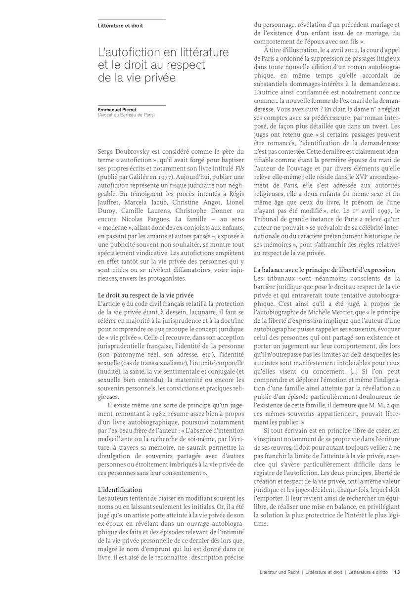 EmmanuelPierrat's tweet photo. A lire dans le numéro 25 de la revue « Passim » - bulletin des archives littéraires suisses - mon article sur l’autofiction en littérature et le droit au respect de la vie privée.
https://t.co/OFjPVcseVE
#pierratetassociés #passim #archiveslittérairessuisses #autofiction https://t.co/7qYN493BF8