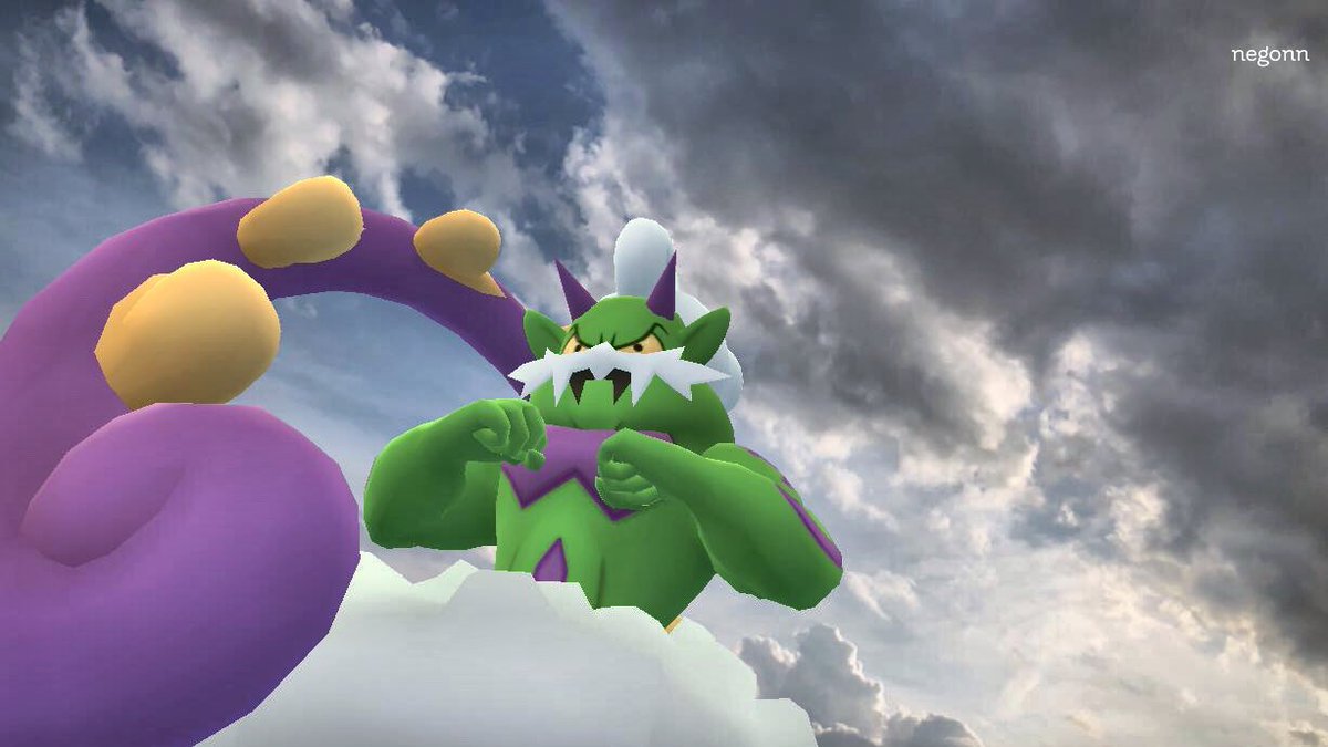 negon_official's tweet photo. 風神さまが雨雲を引き連れ、現れた😫

#ポケモンGO #PokémonGO #PokemonGOARplus #PokemonGOAR #ポケモンAR写真 #GOsnapshot #Tornadus #トルネロス https://t.co/Q9BVuxDXo7