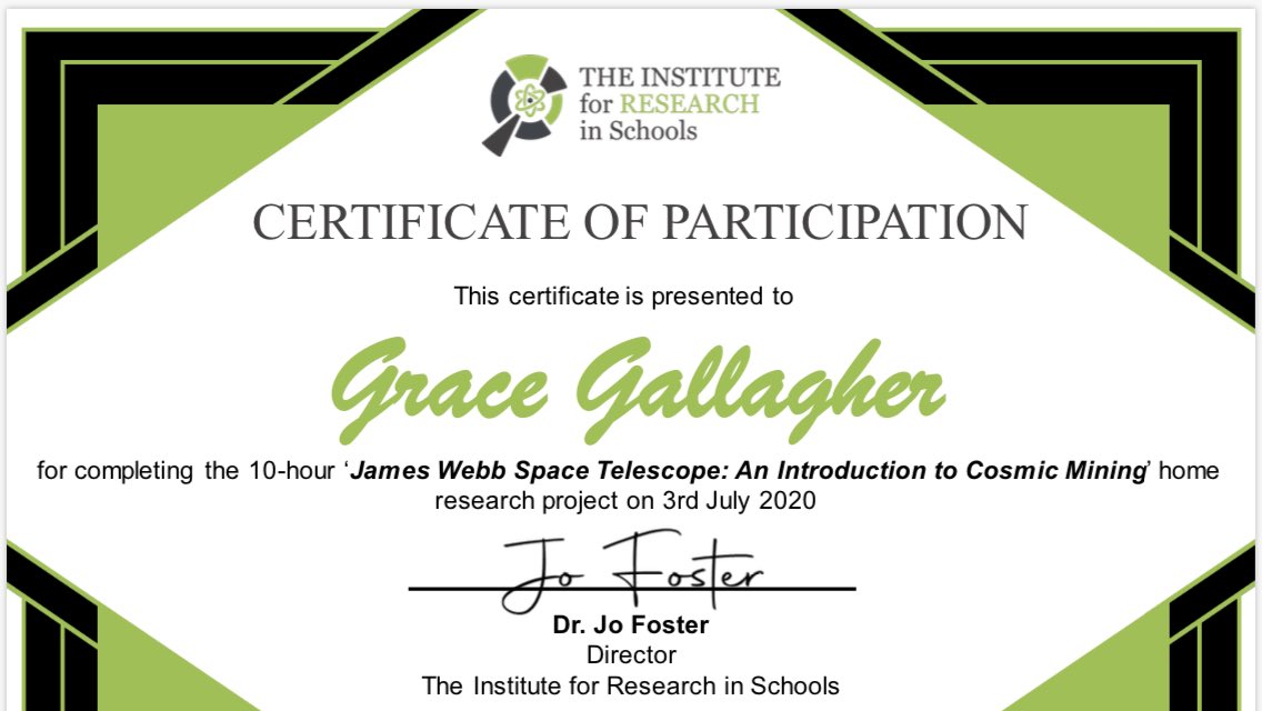 slcScience's tweet photo. Well done to Romiya and Grace for doing the cosmic mining activity for the James Webb telescope. #SLC #JamesWebb #IOP #IRIS https://t.co/HR6uQphWk1