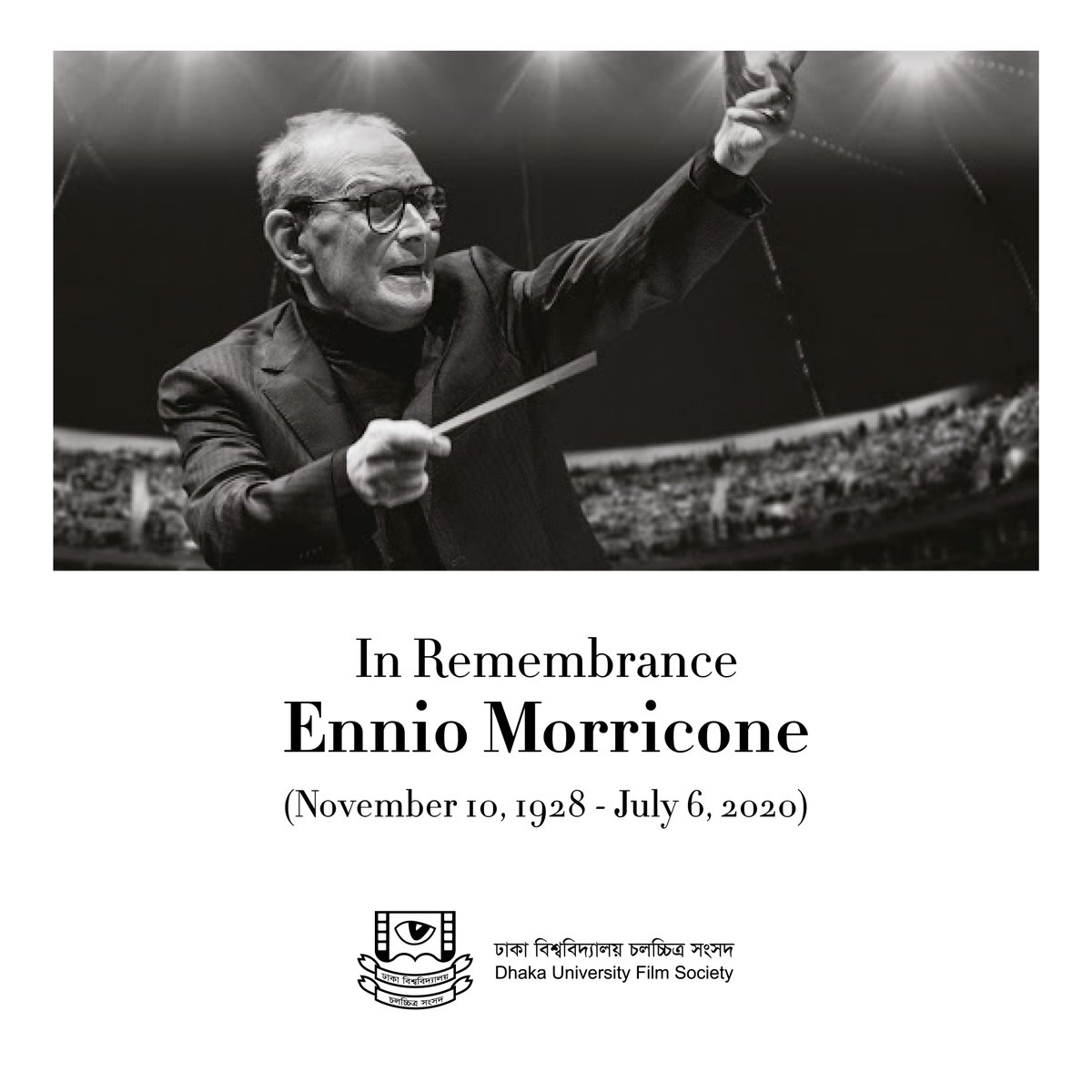 iiusff1's tweet photo. #EnnioMorricone has passed away today at the age of 91.
His score to 'Dollars Trilogy' is considered one of the most influential soundtracks in history.

#IIUSFF mourns his departure. https://t.co/hbLTHRqQXo