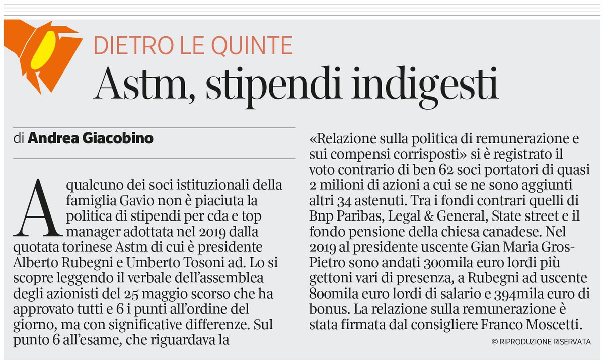 andreagiacobin1's tweet image. #Astm, stipendi indigesti. #autostrade #gavio @BorsaItalianaIT Su @CorriereTorino L'Economia Nord Ovest 06/07/20.