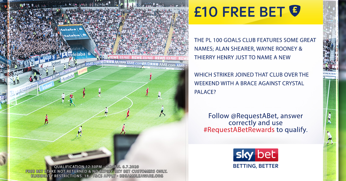 RequestABet's tweet photo. 🙌 Follow @RequestABet &amp; answer correctly with #RequestABetRewards for a chance to win a £10 free bet! 

⚽ Another player hit the 100 PL goals club this weekend

T&amp;Cs 👉 https://t.co/RaXNaXhHqr https://t.co/5lo5EsMRp1
