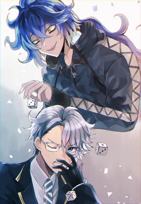 別垢にあげてたツイステの絵(ボドゲ部・イデア君・4章後スカラビア) 