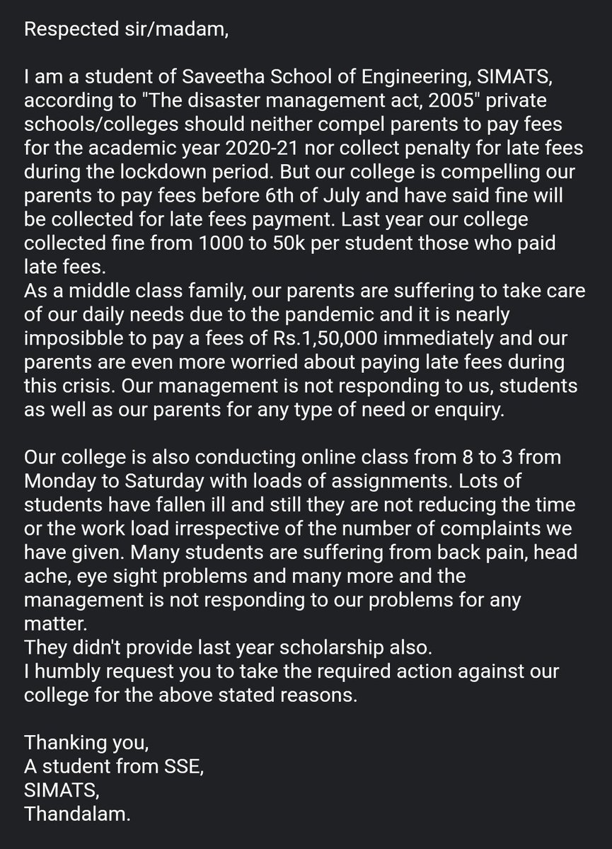 Vishnu93872802's tweet photo. @AskAnshul 
Please help us
Please do justice for students
@htTweets 
@the_hindu 
@Sengottaiyan
#savesaveethastudentsfromforcedfees 
#DontForceStudentsForFee https://t.co/Q9HFMVUv3y