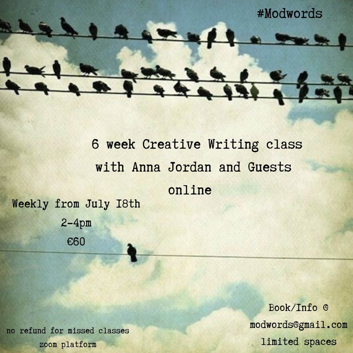 elephantwhale's tweet photo. Last push for creative writing classes.
Really looking forward to using my brain again.
A couple of spaces freed up.
Starting Saturday week.
modwords@gmail.com
#Modwords https://t.co/fpnBKjAR78