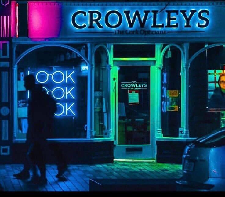 CrowleysOptical's tweet photo. We adore this image of our Grand Parade store taken by Terry over at @_hance_ on Instagram, in his Cork by Night neon series. Visit his page to see more of his incredible work. Thanks for dropping by and for taking such a cool image 📸 #CoolNeon #CoolCork #CorkByNight https://t.co/qzAo0EaS2s