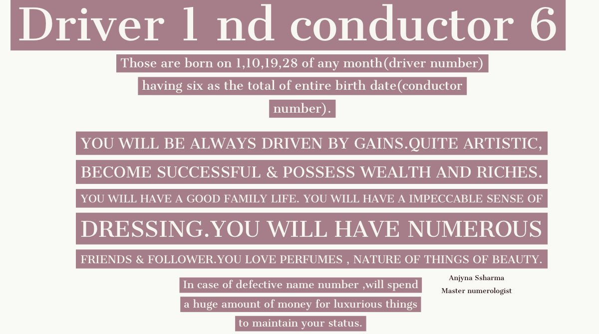 AnjynaSsharma's tweet image. #drivernumber #conductornumber
#syncnamenumberwithDOB
#numerology #numbers
#numberattributes