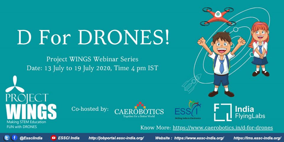 EssciIndia's tweet photo. #ESSCI in association with @CaeroboticsInt and @indiaflyinglabs hosting series of webinars for open up discussion with the school management, educators, parents and children and key stakeholders from the industry, government and academia.
#DroneLearning #Drone https://t.co/VmJe13WYhb