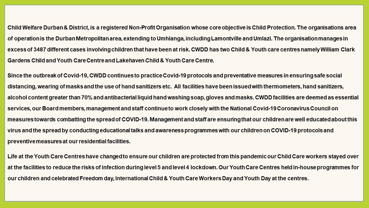 CHILD WELFARE DURBAN AND DISTRICT tweet media