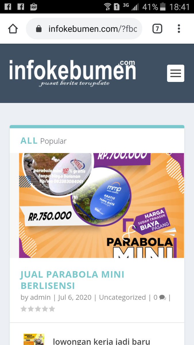 Ayo yg mania tv
Tersedia mini parabola ,simpel praktis dgn kualitas gambar yg bagus
Beli aja di Toko Bintang Parabola Tambak