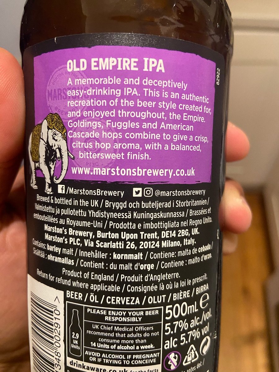 "This is an authentic recreation of the beer style created for, and enjoyed throughout, the Empire."

...with an elephant on the branding, no less.

It's crazy that this has to be said, but @MarstonsBrewery, stop glorifying colonialism to sell beer!