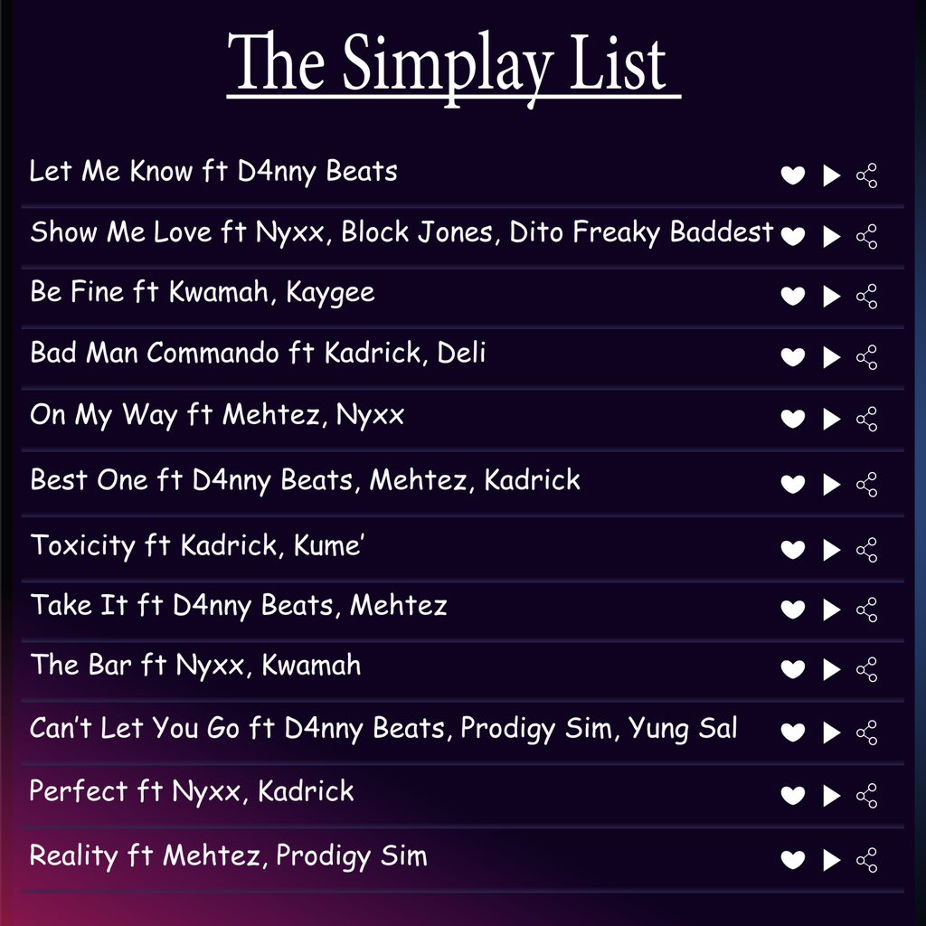 SimplayLtd's tweet photo. Weโre very proud and excited to announce that on August 11th, 2020, our first Collaboration album entitled โThe Simplay Listโ will be released. Stay tuned and Keep it locked.
#TheSimplayList
#TheNewEmpire https://t.co/8znmgulAwL