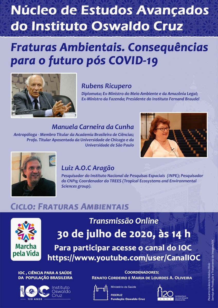 @MapFireProject (@mapfireproject) on Twitter photo Our researcher <a href="/aragao_luiz/">Luiz Aragao</a> will talk in the webinar "Fraturas Ambientais: Consequências para o futuro pós COVID-19" , organized by the Núcleo de Estudos Avançados at <a href="/fiocruz_en/">Fiocruz in English</a> .
When? July 30th (2 p.m. Brasilia time)
Where? m.youtube.com/user/CanalIOC
<a href="/IAI_news/">IAI</a> #scienceforaction Our researcher <a href="/aragao_luiz/">Luiz Aragao</a> will talk in the webinar "Fraturas Ambientais: Consequências para o futuro pós COVID-19" , organized by the Núcleo de Estudos Avançados at <a href="/fiocruz_en/">Fiocruz in English</a> .
When? July 30th (2 p.m. Brasilia time)
Where? m.youtube.com/user/CanalIOC
<a href="/IAI_news/">IAI</a> #scienceforaction