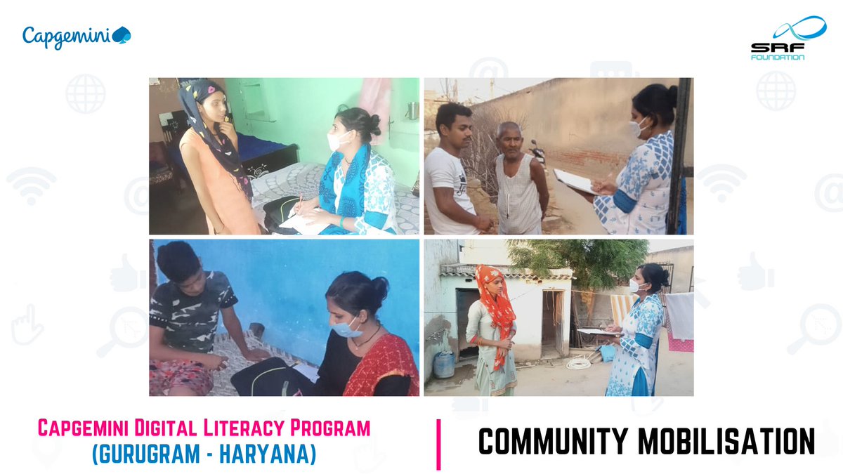 SRFFoundation's tweet photo. #ReachingTheUnreached local community members amidst #COVID19 & successfully reached out to 200+ people from the local community to join the #Digitalinclusion under @CapgeminiIndia Digital Literacy Mission in Gurugram, Haryana.
#IndiaFightsCorona
#WeAlwaysFindaBetterWay https://t.co/BTMAgqJYfu