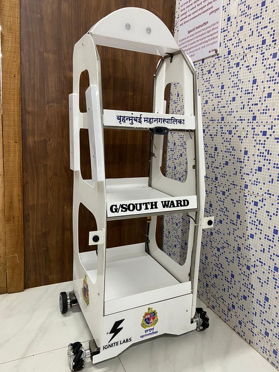 AUThackeray's tweet photo. A photo of our @mybmcWardGS robot for food/ medicine delivery and also of the air tight mask with N95 filter designed and made locally to be used by ward frontline staff https://t.co/Ev04ijClpd