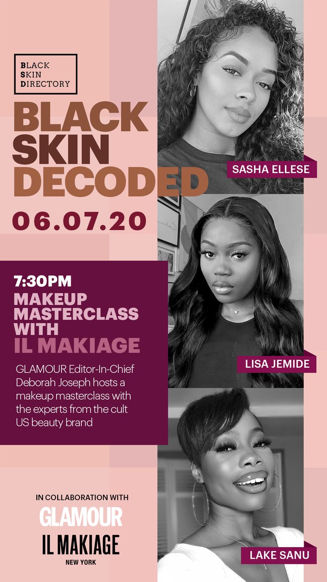 B_SkinDirectory's tweet photo. Got plans tonight?😉 BLACK SKIN DECODED is on 5.30pm! - https://t.co/i56XQ2klCn In partnernship with @GlamourMagUK, we've got THE best black beauty experts in the house. Tickets close at 4pm. Do.Not.Miss.This! https://t.co/HmRZeG4BFP