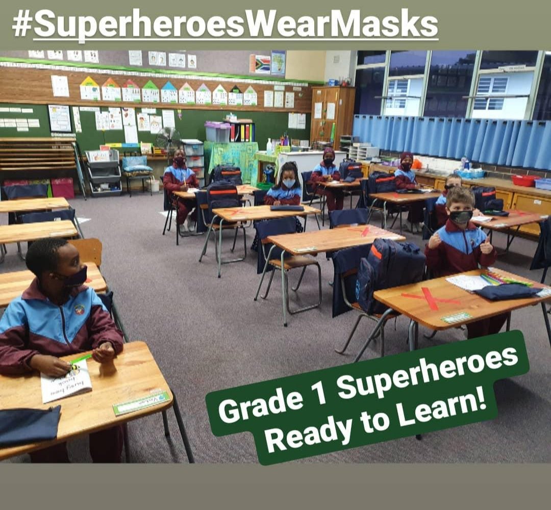 TableViewPS's tweet photo. Classes have been split to help our Superheroes social distance! #SuperheroesWearMasks #BackToSchoolSA https://t.co/J4nSSdMWKW