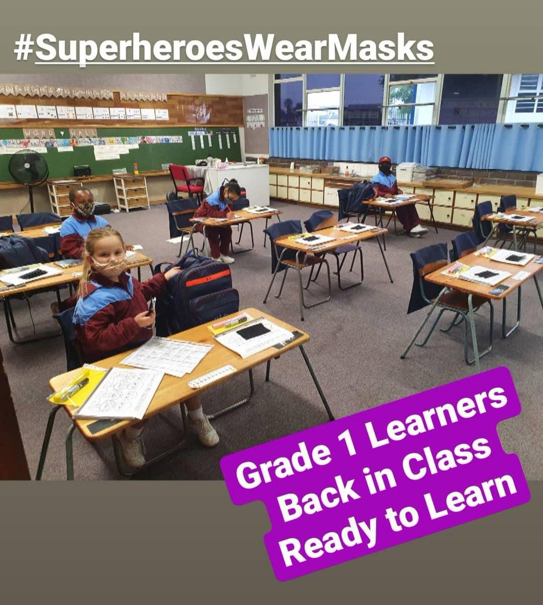 TableViewPS's tweet photo. Classes have been split to help our Superheroes social distance! #SuperheroesWearMasks #BackToSchoolSA https://t.co/J4nSSdMWKW
