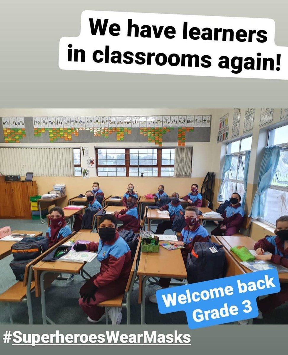 TableViewPS's tweet photo. Classes have been split to help our Superheroes social distance! #SuperheroesWearMasks #BackToSchoolSA https://t.co/J4nSSdMWKW