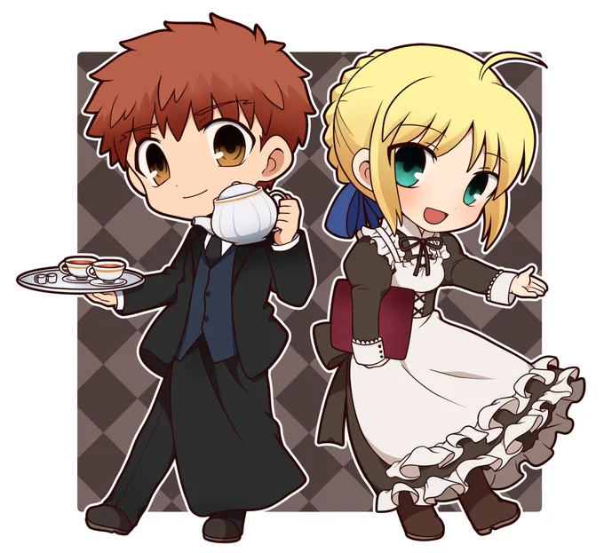 アニ〇イトカフェコラボの士剣さんとオマケの弓凛の絵 