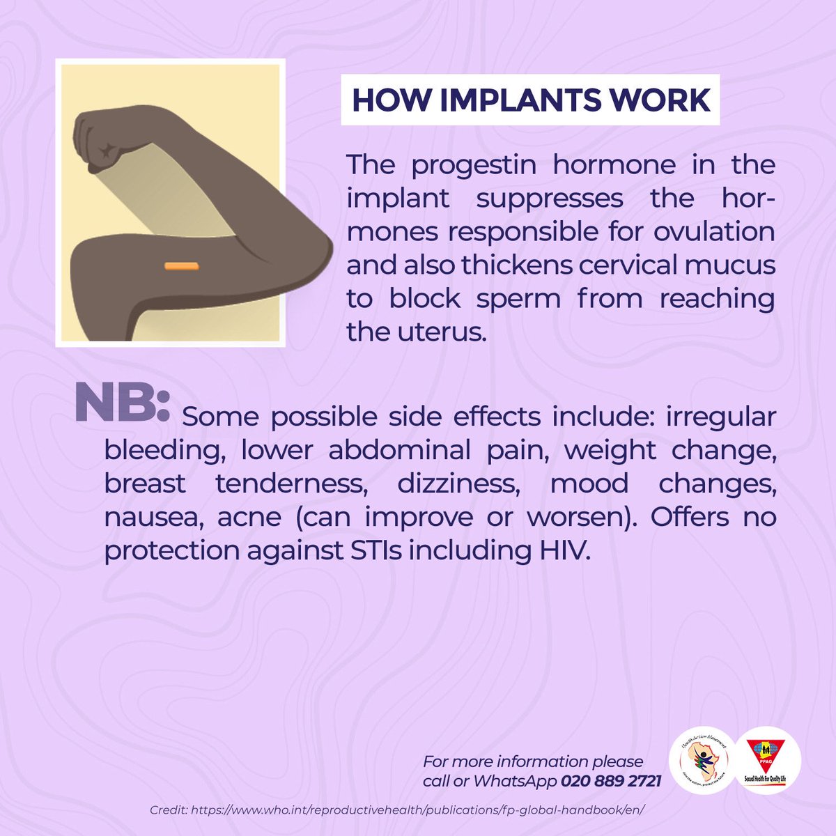 PPAGGhana's tweet image. Information on how the implant works and some possible side effects are below👇🏾

#KnowYourFPMethods #SexualHealth4QualityLife