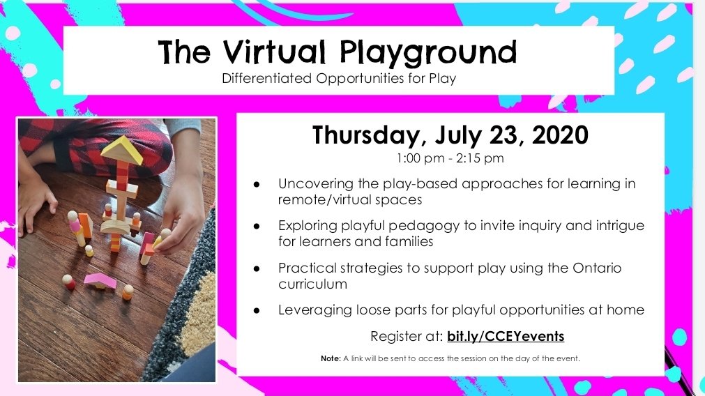 CoachesCornerEY's tweet photo. Have you signed up for a Virtual Playshop yet? There are so many opportunities to play and learn together this month! Spaces are limited so secure your spot. Register at https://t.co/71Sp2XC9hL @a_thompsonclass @booklamations https://t.co/esq8xmR5oH