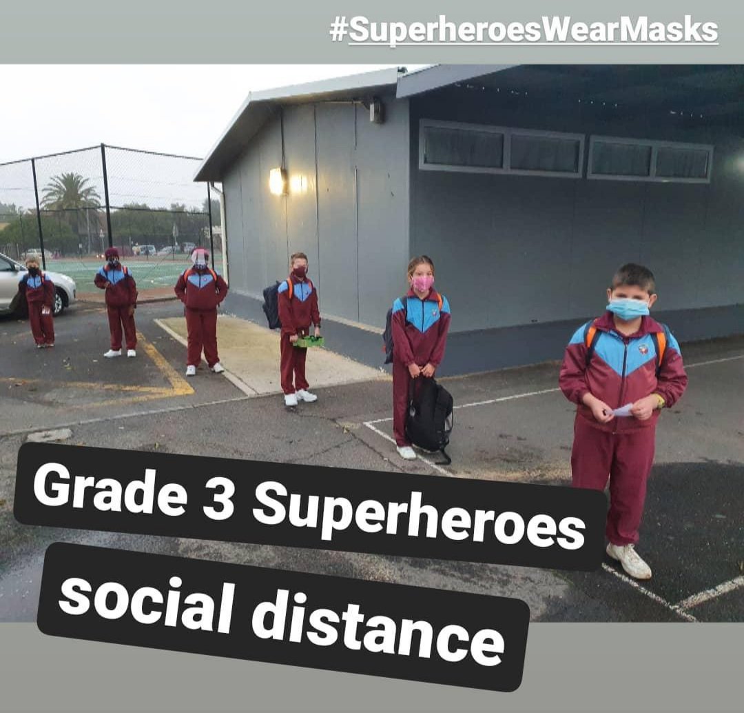 TableViewPS's tweet photo. Our Foundation Phase &amp; Grade 6 Superheroes returned to school today! #SuperheroesWearMasks #BackToSchoolSA https://t.co/97X3EH0iyj