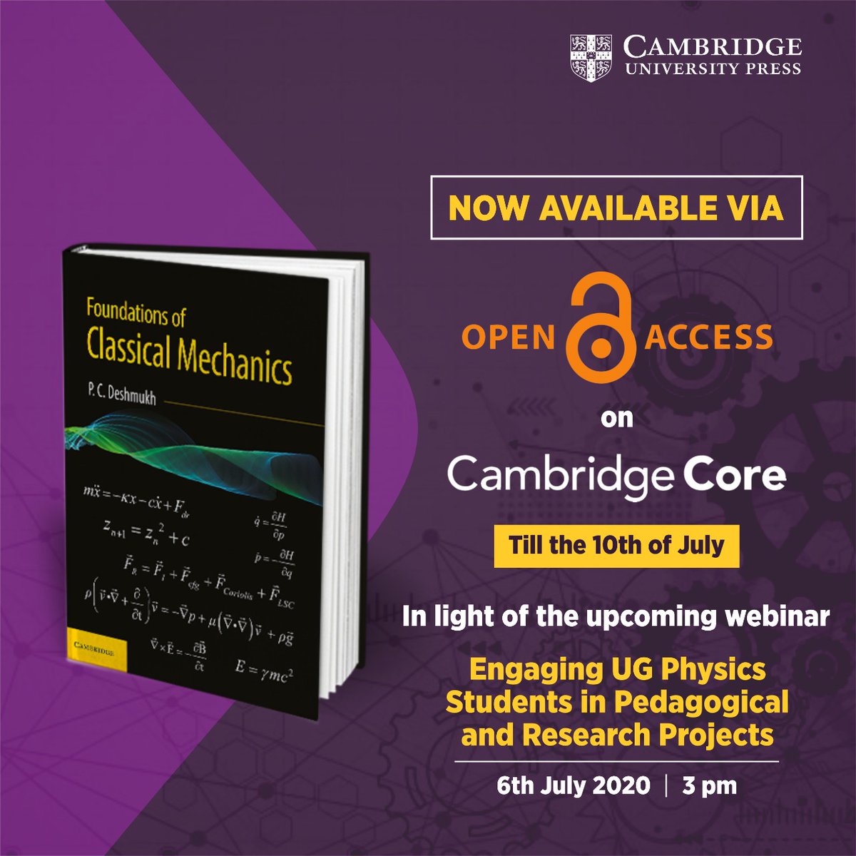 qudsiya_Ah's tweet photo. The YouTube link to the webinar is here: https://t.co/nTgqViGlhj
'Foundations of Classical Mechanics' is also available in #OpenAcess on #CambridgeCore till 10th July. Make the most of it! https://t.co/ef0JIm4YqS