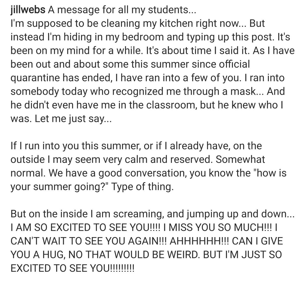 JillWebs's tweet photo. So... How's your summer going??? 👇👇👇
How I feel ❤️❤️❤️
#ksedchat #sschat #crazypln #teachers #highschoolteachers #1maize #maizehighschool https://t.co/KT7AgTm0II