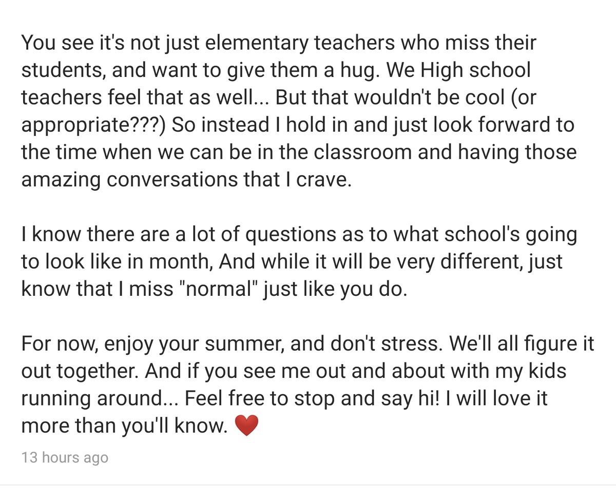 JillWebs's tweet photo. So... How's your summer going??? 👇👇👇
How I feel ❤️❤️❤️
#ksedchat #sschat #crazypln #teachers #highschoolteachers #1maize #maizehighschool https://t.co/KT7AgTm0II