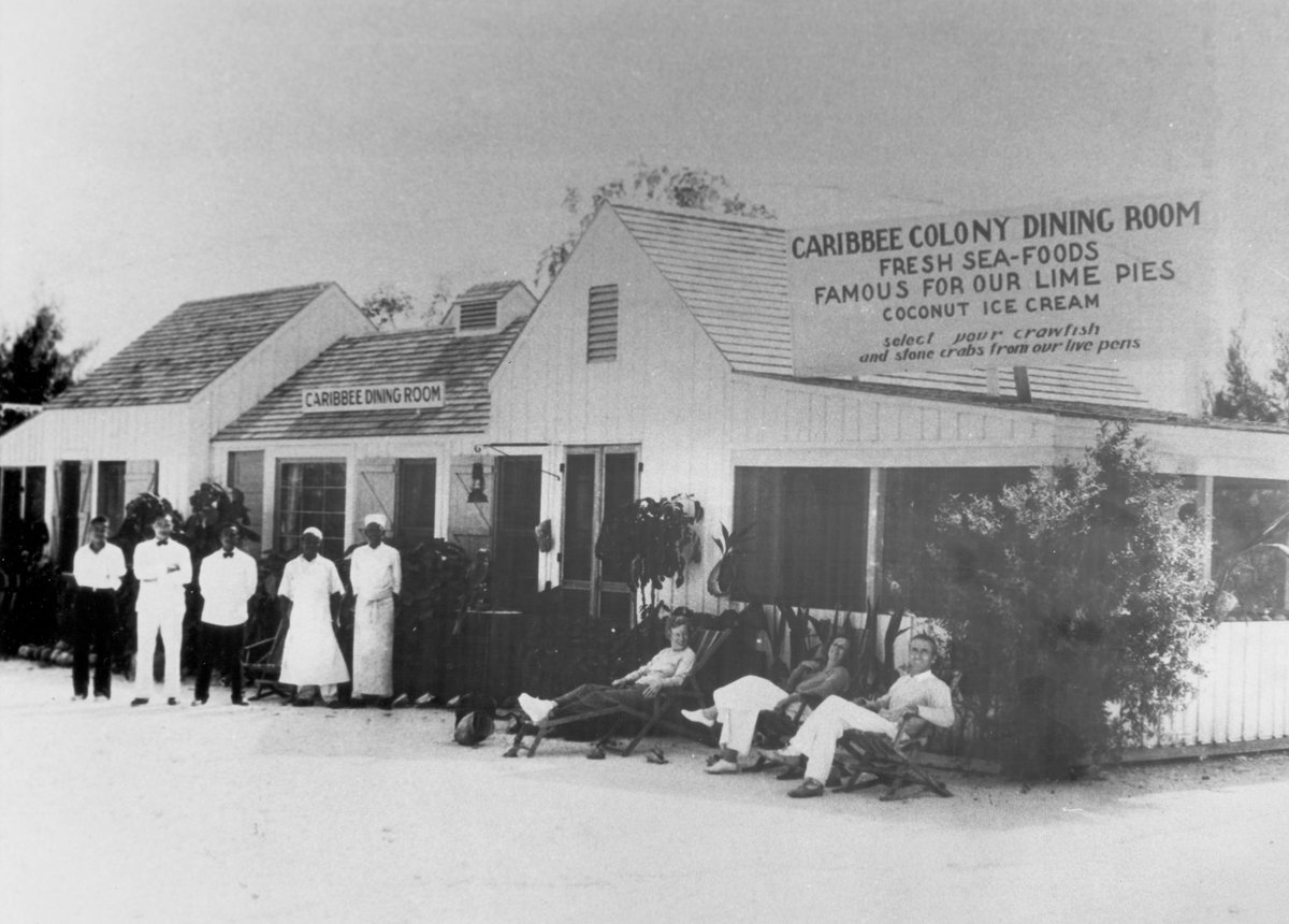 keyshistory's tweet photo. Caribbee Colony on Upper Matecumbe Key offering famous lime pie circa 1934. Key lime pie, in those days, was just called lime pie. #Islamorada #keylimpie #thefloridakeys https://t.co/4dd7q6m0th
