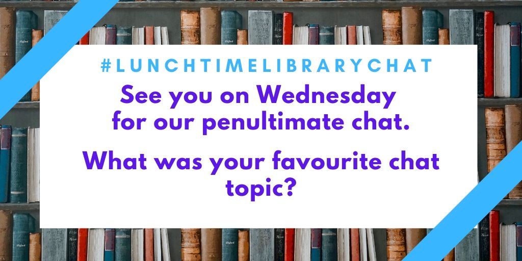 warkslibraries's tweet photo. Some fantastic book and library related gifs that certainly bought out some smiles this #LunchtimeLibraryChat.
Our penultimate chat will be a #Throwback question - what's been your favourite topic of discussion? You have about 45 to choose from!!
See you Wednesday! https://t.co/3EMCEm0xpf