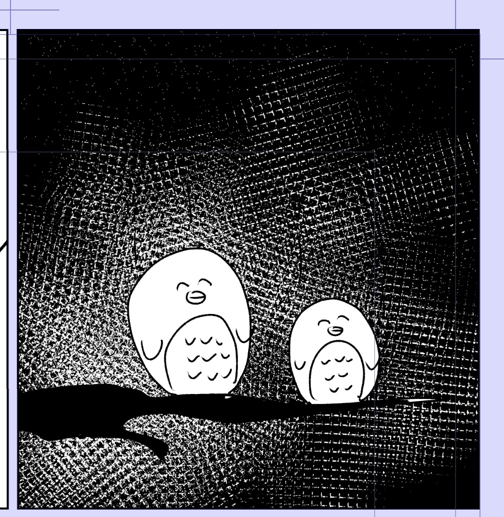 トーンを削るとかいうセンスが無いので禍々しい鳥のコマになってしまう… 
