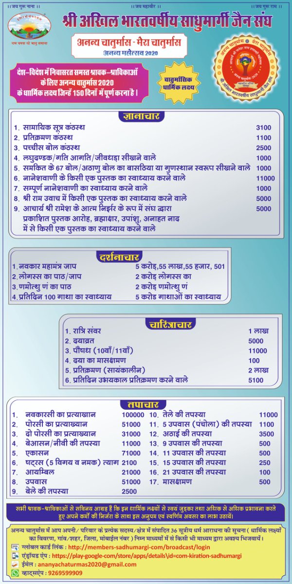 Sadhumargi's tweet photo. अनन्य चातुर्मास - मेरा चातुर्मास के 36 सूत्रीय धर्म आराधना में सपरिवार जुड़े । #absjs #chaturmash #jodhpurdiaries https://t.co/fjdxXP8UfA