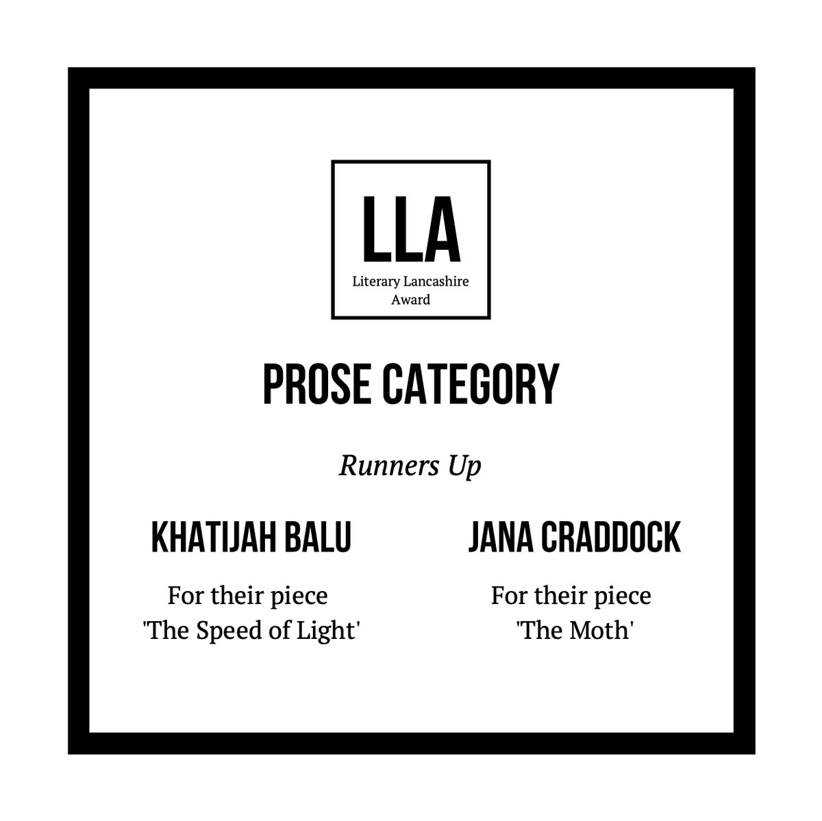 Litlancsaward's tweet photo. We are so excited to announce the winners of LLA 2020! First up, we present you the winners, runners up, and shortlisted pieces for our prose category! Congratulations everyone 👏
#LLA #writeyourfuture #LLA2020
.
*Edit due to a spelling error https://t.co/G4sL0WBHM5