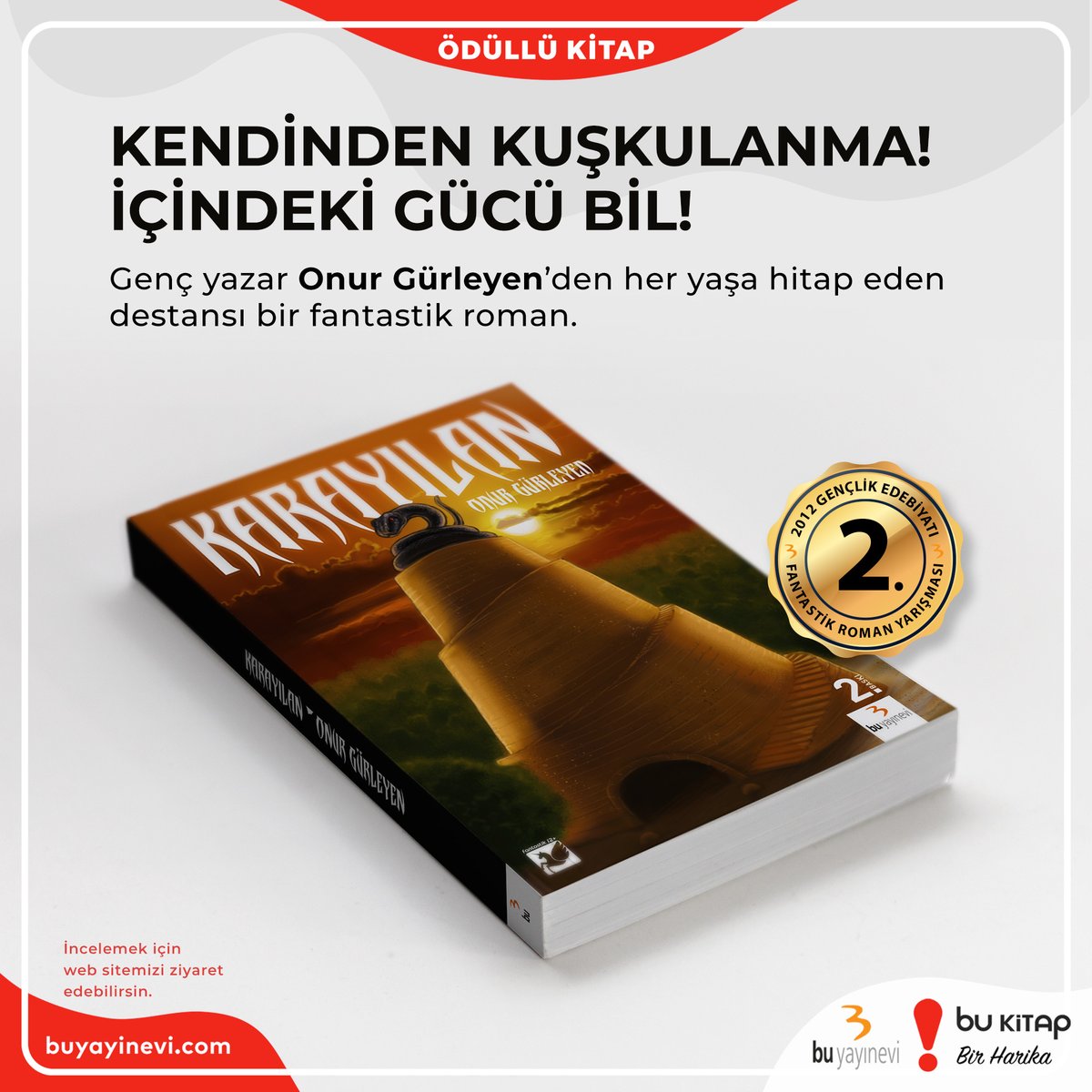 Kitabı incelemek veya satın almak için lütfen tıklayın:
buyayinevi.com/urun/karayilan…

#GençlikEdebiyatı
#GençKitap
#GençKitaplar
#FantastikRoman
#GençFantastik
#BuKitapBirHarika
#OnurGürleyen