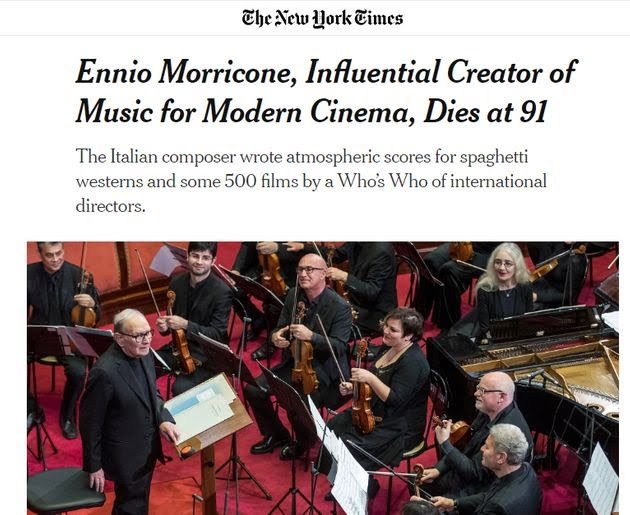 WhatisLove031's tweet photo. "Ennio Morricone has died, the world of cinema mourns the Master of soundtracks" (Spider web)
#Morricone #thoughtoftheday #movie #soundtracks #Western #world #Italy #gt https://t.co/RIsFyuPUuT