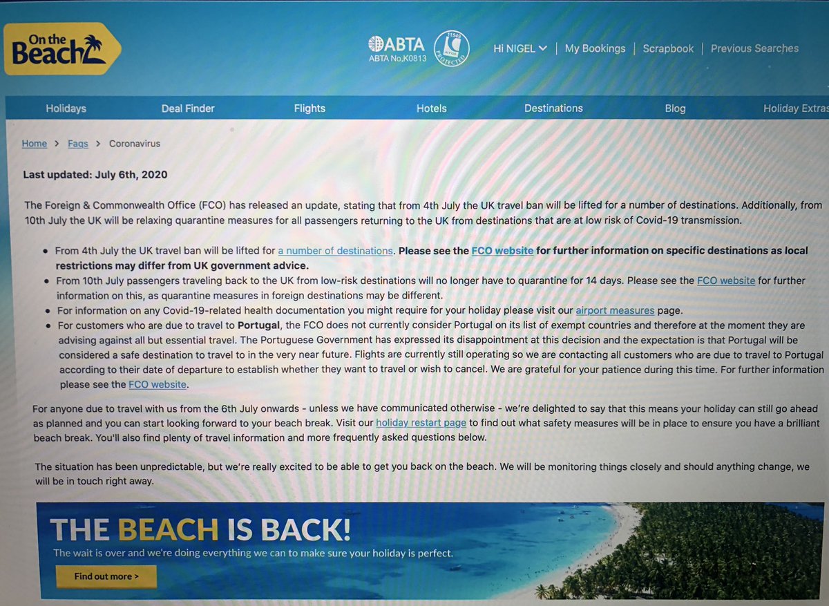 voxsandm's tweet photo. @OntheBeachUK Hi. Your latest web update says you will contact people due to go to #Portugal this month to see if they wish to cancel. I want to cancel with full refund please. Please DM me for next steps? https://t.co/FDfeboLXtF