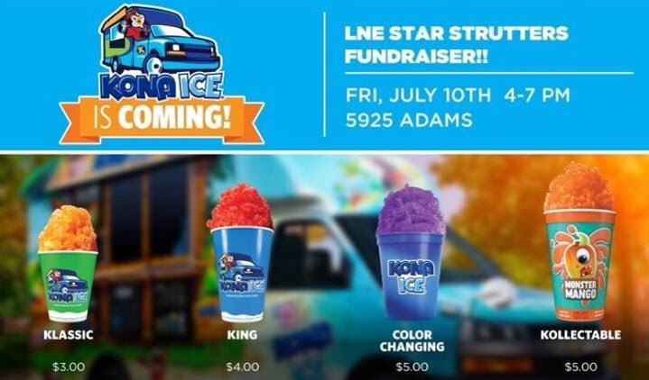 lne_star's tweet photo. KONA ICE will be at Cross the Line Church 5925 Adams this Friday July 10th from 4-7. Come out &amp; support the Strutters Fundraiser ⭐️🍧 https://t.co/oER2voNVsM