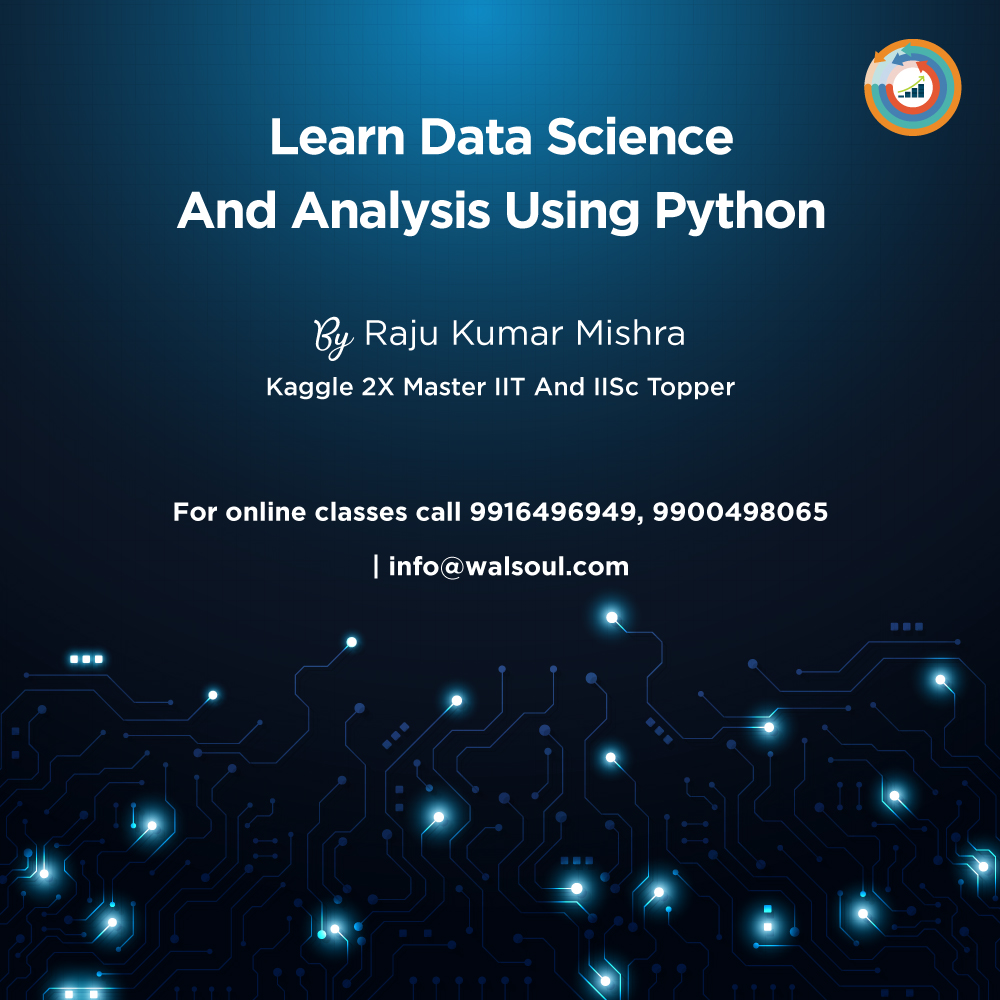 Surendr00843891's tweet image. Walsoul Training Institute.
#OnlineDataSciencecourse, Learn #Data_Science with #Python from #Kaggle Master 2X Raju Kumar Mishra IIT and IISc Topper. For more information please call on 9916496949, 99004 98065, mail - info@walsoul.com
Instagram: instagram.com/walsoulpvtltd/