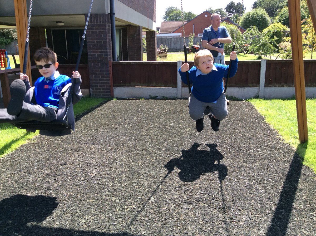 Bubble 1 have loved being back allowed on the swings today at school #fun #swings #VisualImpairment #NoStoppingUs #SmilesAllRound #laughter