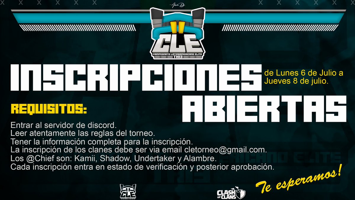 CLE_TORNEO's tweet photo. YA SE ABRIO EL PROCESO DE INSCRIPCIONES PARA EL 1ER EVENTO DEL MES DE JULIO. SIGUE LAS INSTRUCCIONES DE LA IMAGEN, REUNE A LOS MEJORES 5 JUGADORES DE TU CLAN Y VEN A PARTICIPAR DE ESTE TREMENDO TORNEO. LEE LOS REQUISITOS EN LA IMAGEN👇🏾👇🏾👇🏾 https://t.co/DLpr48q6kS