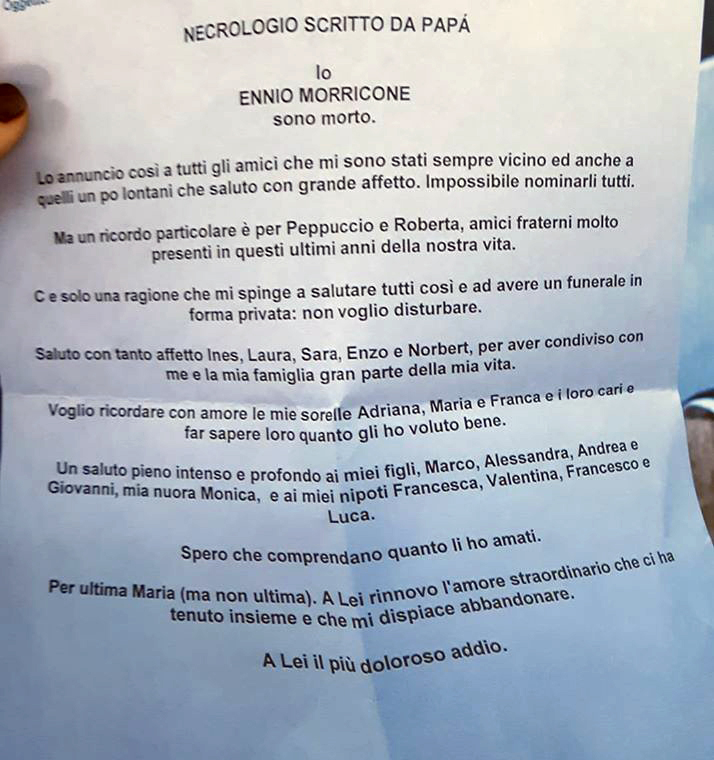 Lui non voleva disturbare. 

#EnnioMorricone  #obituary