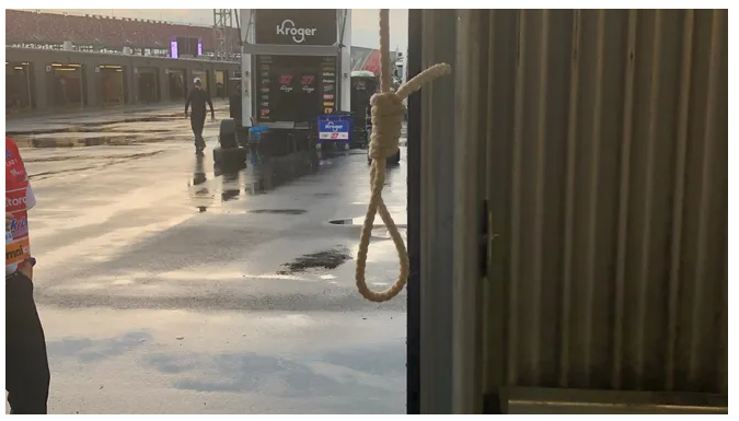 DavMicRot's tweet photo. President Trump wants NASCAR's only black driver to apologize for the overwhelming concern about this noose found hanging in his garage. And NASCAR's decision to not fly pro-slavery flags at their races anymore, which Trump obviously blames their only black driver for. https://t.co/jDsv9iIMO4