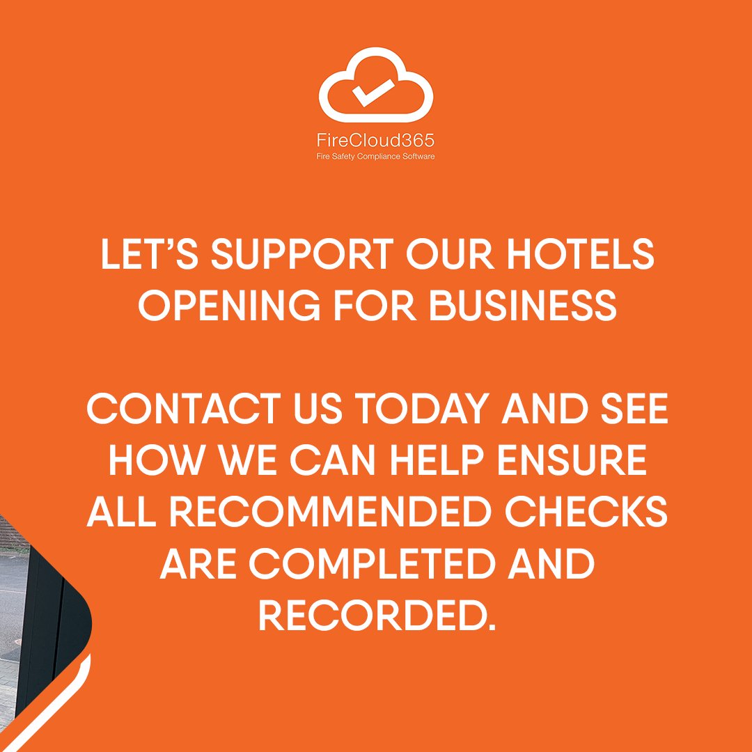 firecloud365's tweet photo. Congratulations on re-opening your hotel, a positive step forward for our economy.
Need help completing and recording your new daily fire safety and Covid-19 Checks?
We have the perfect solution for you, message us today.
#firecloud365 #firesafety #auditready #compliant https://t.co/FLHJyyP1t5