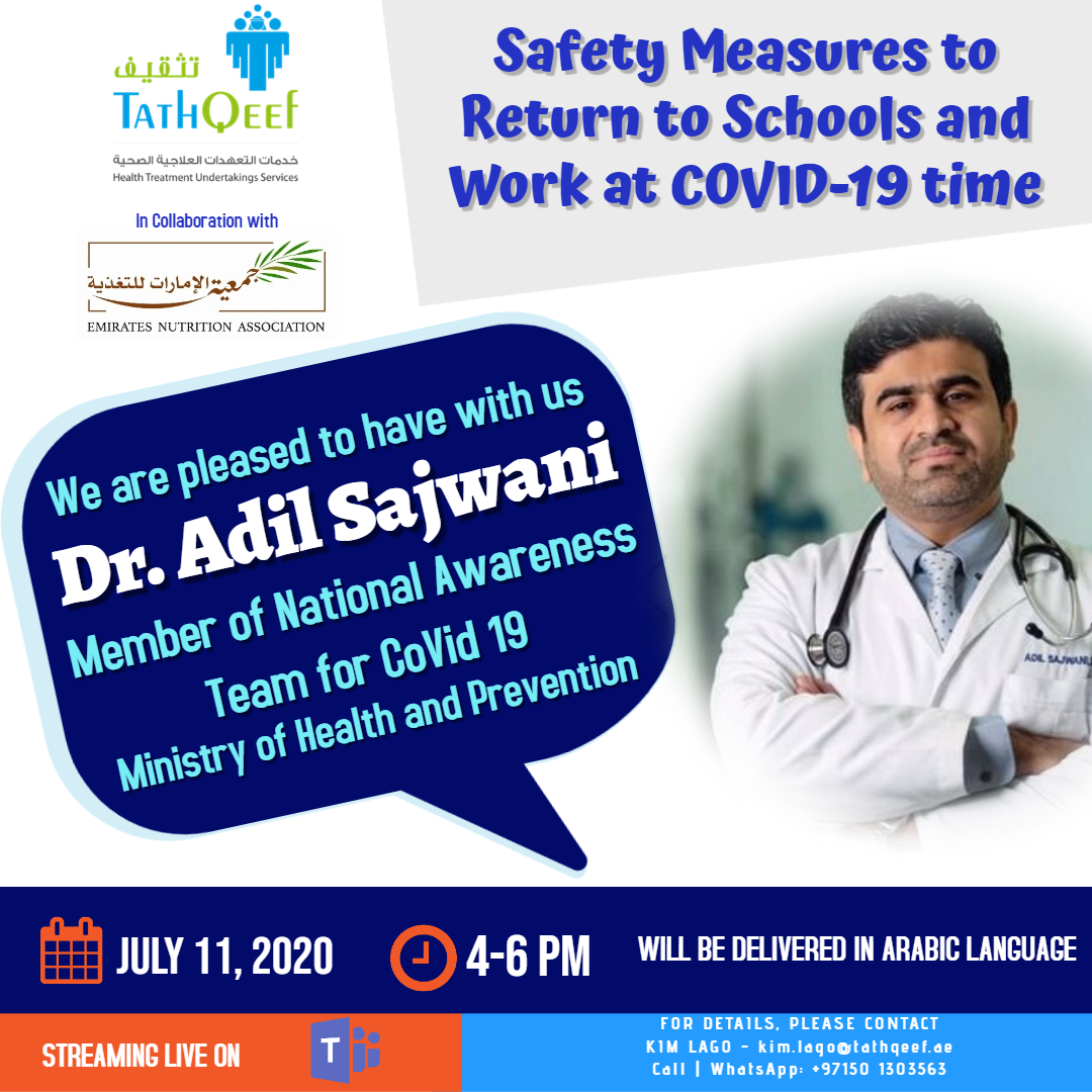 TathQeefinfo's tweet photo. We are pleased to have with us, DR. ADIL SAJWANI
Member of National Awareness Team for CoVid 19
Family Medicine Specialist Physician, Ministry of Health and Prevention
#onlinecourse #tathqeefonline #covidtime #exclusive #collaboration #cmehours #elearning #webinar #tathqeefuae https://t.co/kCFQow7aV5