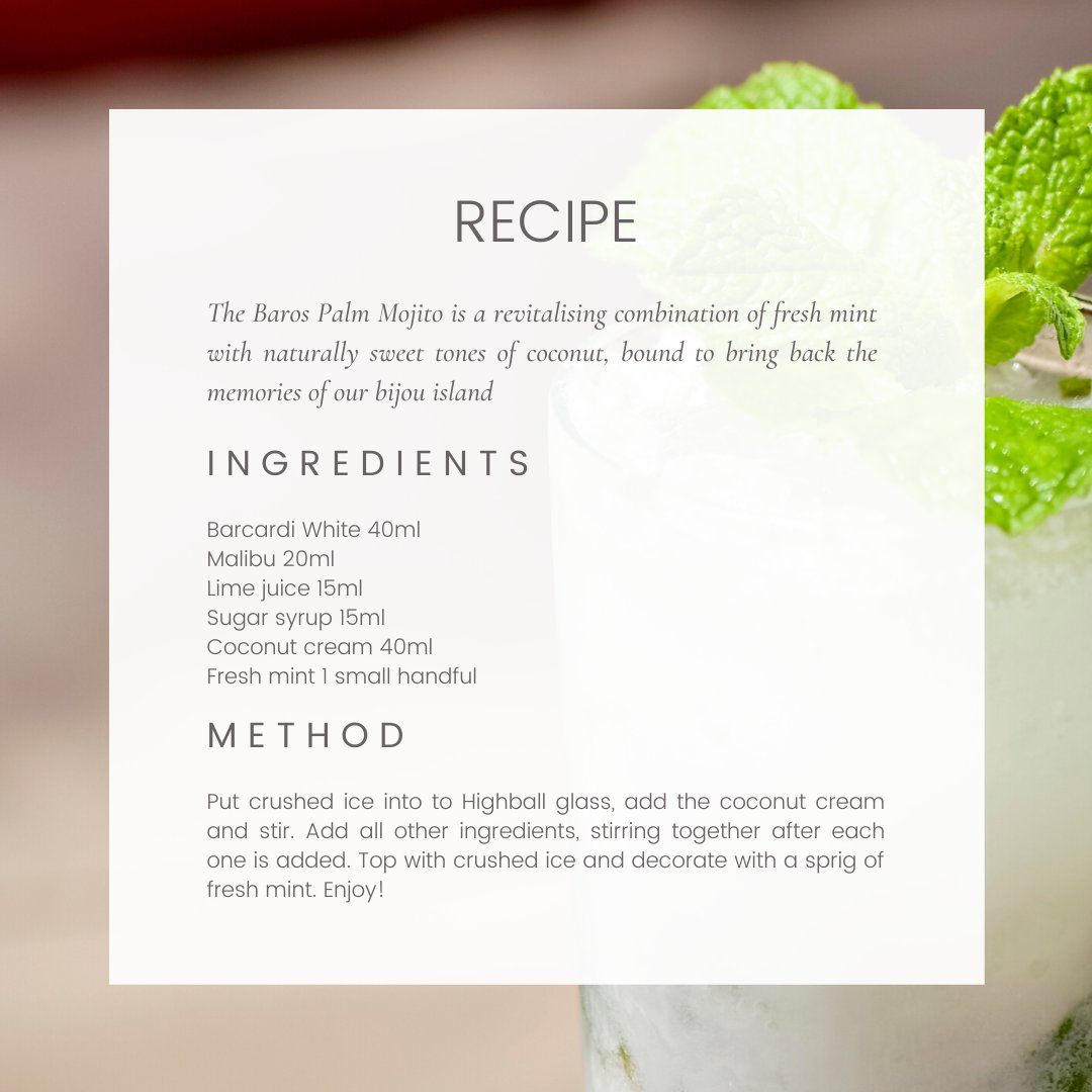 BarosMaldive's tweet photo. This refreshing cocktail was inspired by our lush surroundings of abundant palm fronds. It refreshes your palate with a zing leaving you inspired and nostalgic of your memories on our blissful island #BarosMaldives #ALegendInMotion
Explore more: https://t.co/45KNYGONnN https://t.co/3YYWxGZSkY